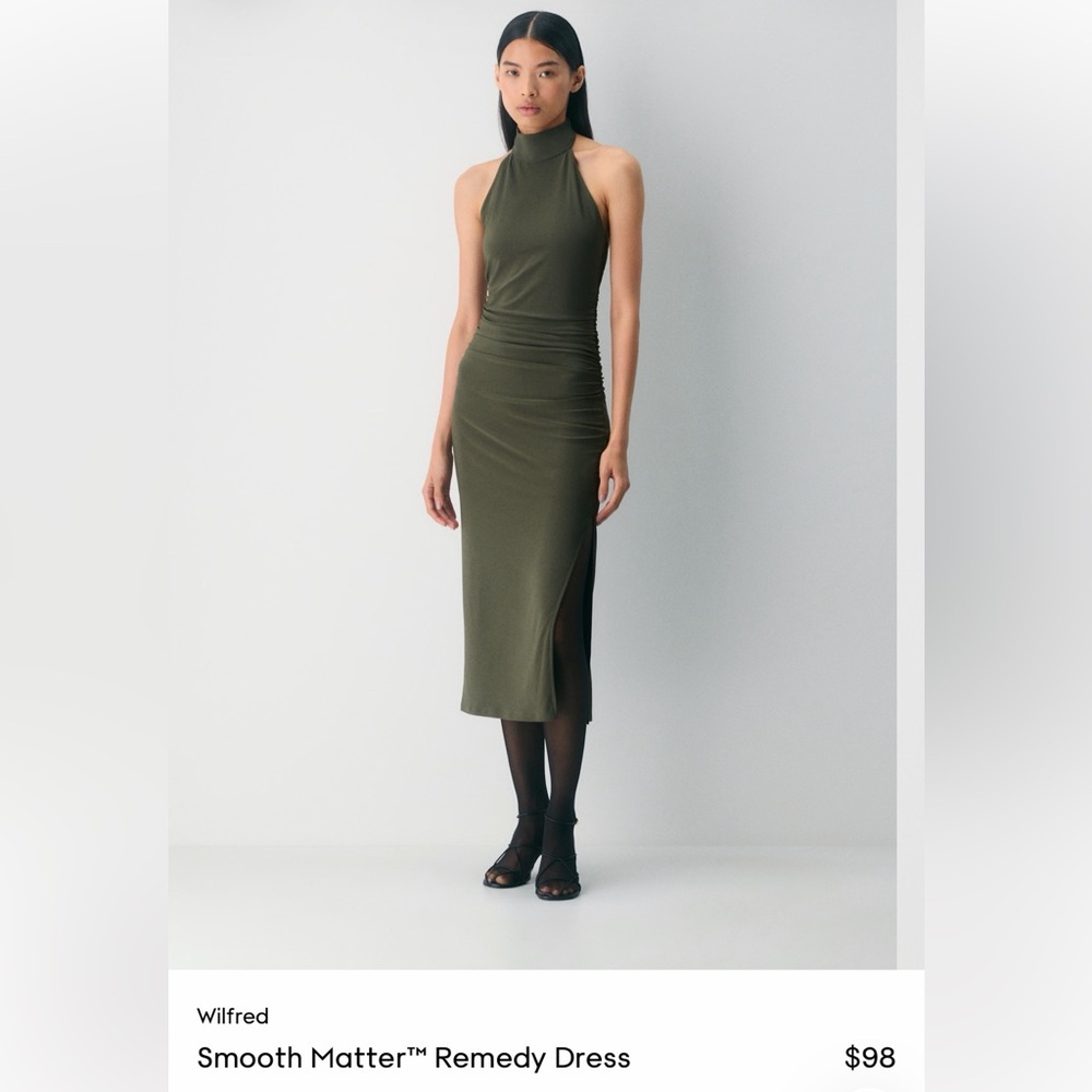 Aritzia Wilfred Olive Green Maxi Dress